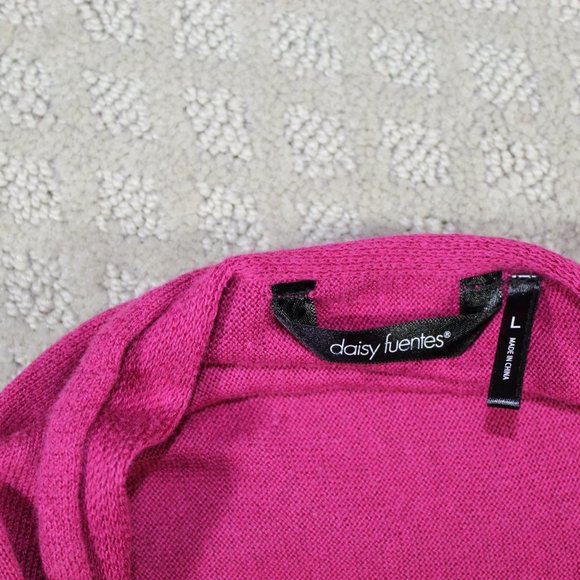 Daisy Fuentes Size Large Fuchsia Tie / Drape Cardigan - Picture 3 of 8